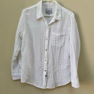 Rails Women's White Ellis Long Sleeve Gauze Cotton Button Down Shirt Size L